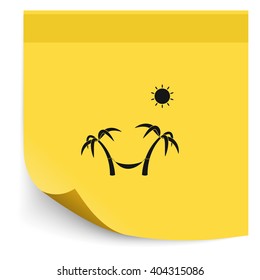 Palms, sun and hammock illustration.