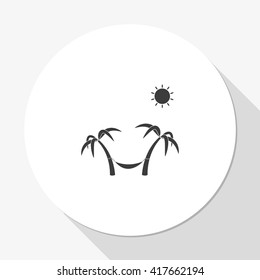 Palms, sun and hammock illustration.
