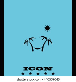 Palms, sun and hammock illustration.