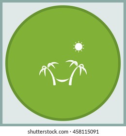 Palms, sun and hammock illustration.