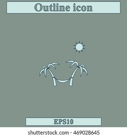 Palms, sun and hammock illustration.