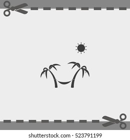 Palms, sun and hammock illustration.