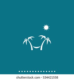 Palms, sun and hammock illustration.