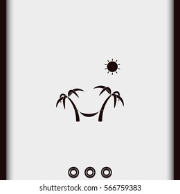Palms, sun and hammock illustration.