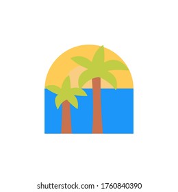 Palmas, sol, icono del océano. Elementos vectoriales de color simples para guardar iconos marinos para ui y ux, sitio web o aplicación móvil