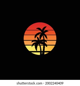 Palms sunset concept with simple and elegant design design