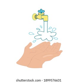 palmas juntas. ilustración vectorial de dos manos. limpieza de higiene lavado de manos con jabón y agua.  aislado en blanco