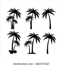 Palms tree icons on white background
