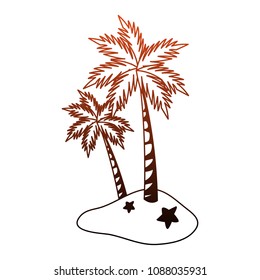 Palms tree isolated in orange lines