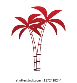 Palms tree isolated red lines