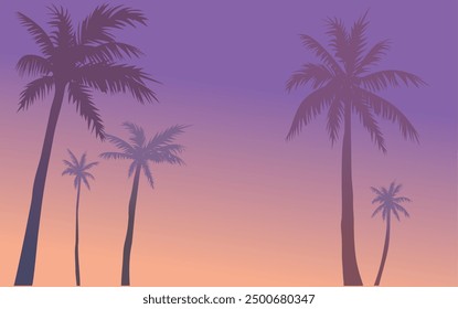 The palms tree Miami beach colorful.Vector illustration