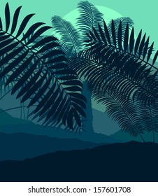 Palms tropical mysterious vector background landscape concept