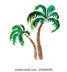 palms. watercolor painting on white background, excellent vector illustration, EPS 10