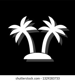 Palms. White flat simple icon with shadow