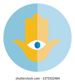 Em forma de palma com um olho no centro do desenho ou ilustração de cor vetorial 