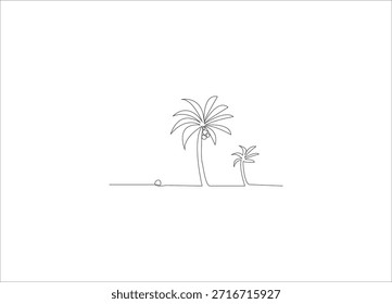 Palmera de una sola línea de diseño de arte.