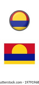 Palmyra Atoll flag icons on a white background. Vector image: flag and button of Palmyra Atoll. You can use it to create a website, print brochures, booklets, flyers, and travel guides.