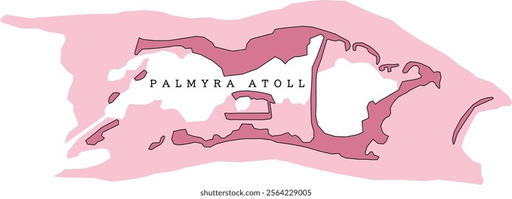 Palmyra Atoll map of United States Minor Outlying Islands. Colored. Vectored