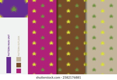 Palmyra palm leaf colorful seamless textile cloth pattern collection vector illustration
