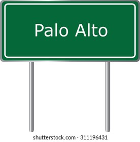Palo Alto , California, road sign green vector illustration, road table, USA city