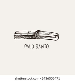 Palo Santo. Hand drawn sticks. Aromatherapy for meditation and calm relaxation, aromatic wood, sketch style drawing. Latin America burning incense with smoke. Yoga and esoteric. Vector illustration