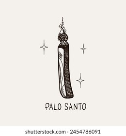 Palo Santo. Hand drawn sticks. Aromatherapy for meditation and calm relaxation, aromatic wood, sketch style drawing. Latin America burning incense with smoke. Yoga and esoteric. Vector illustration