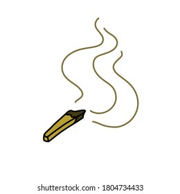 palo santo, holy wood is a wild tree from Latin America, burning stick doodle icon