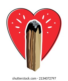 Palo Santo. Incense stick from Latin America on a red heart background.