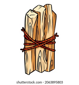 Palo Santo tied with thread. Holy wood tree aroma sticks from Latin America. Smudge burning incense bundle vector image