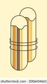 Palo Santo. Two fragrant wooden sticks of the sacred tree, rewound with thread. Flat vector illustration on beige background.
