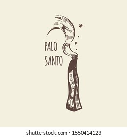 Palo Santo wood vector hand drawn illustration.  Spiritual and healing fragrance, herb for meditation and yoga