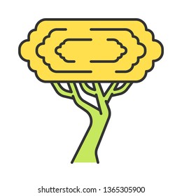 Palo Verde Tree Color Icon. Parkinsonia Florida. American Desert Plant. Isolated Vector Illustration