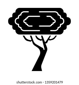 Palo verde tree glyph icon. Parkinsonia florida. American desert plant. Silhouette symbol. Negative space. Vector isolated illustration