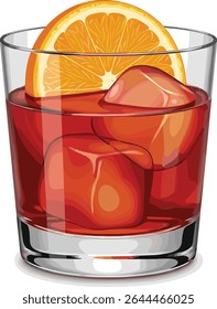 Coquetel de paloma com fatias de toranja, cubos de gelo e refrigerante espumante em um copo alto. Ilustração em aquarela sobre fundo branco. Bebida de citrinos de verão e conceito de coquetel tropical para design