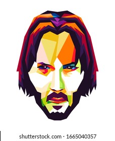 Palu City; Indonesian 06 2020 : John Wick  In Wpap Isolated White Background