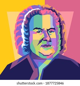 Palu,Indonesia - December 18 2020 : Johann Sebastian Bach in pop art