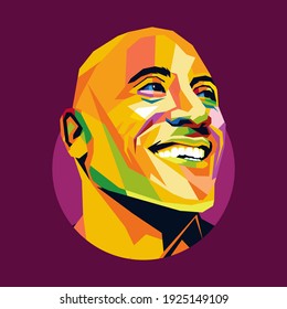 Palu,Indonesia - February 26 2020 : Dwayne Douglas Johnson  also known by his ring name the Rock in style popart