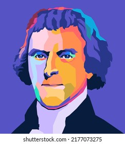 Palu,indonesia - June 11 2022: Thomas Jefferson Adalah Presiden Amerika Serikat Yang Ketiga Dengan Masa Jabatan Dari Tahun 1801 Hingga 1809.pop Art Style