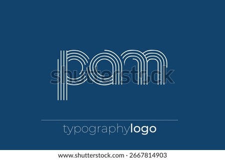 PAM modern geometric typography logo. Modern and stylish composition featuring a monochromatic typography logo illustration designed with intricate lines.