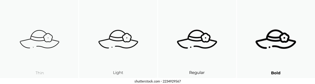 pamela hat icon. Thin, Light Regular And Bold style design isolated on white background