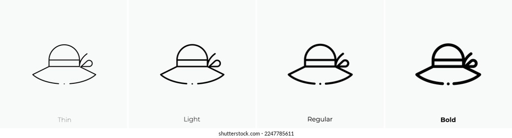 pamela hat icon. Thin, Light Regular And Bold style design isolated on white background