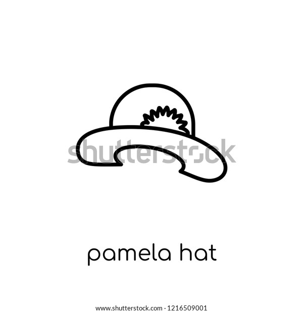 pamela hat icon. Trendy modern flat linear\
vector pamela hat icon on white background from thin line Summer\
collection, outline vector\
illustration