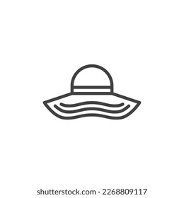 Pamela hat line icon. linear style sign for mobile concept and web design. Summer woman hat outline vector icon. Symbol, logo illustration. Vector graphics