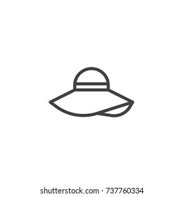 Pamela hat line icon, outline vector sign, linear style pictogram isolated on white. Symbol, logo illustration. Editable stroke