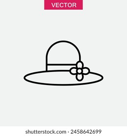 Pamela hat line icon, vector flat trendy style illustration on white background..eps