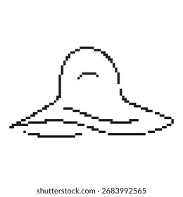 pamela hat pixel icon, 8-bit. Isolated vector illustration.