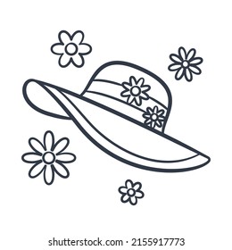 pamela hat single isolated icon with sketch hand drawn outline style