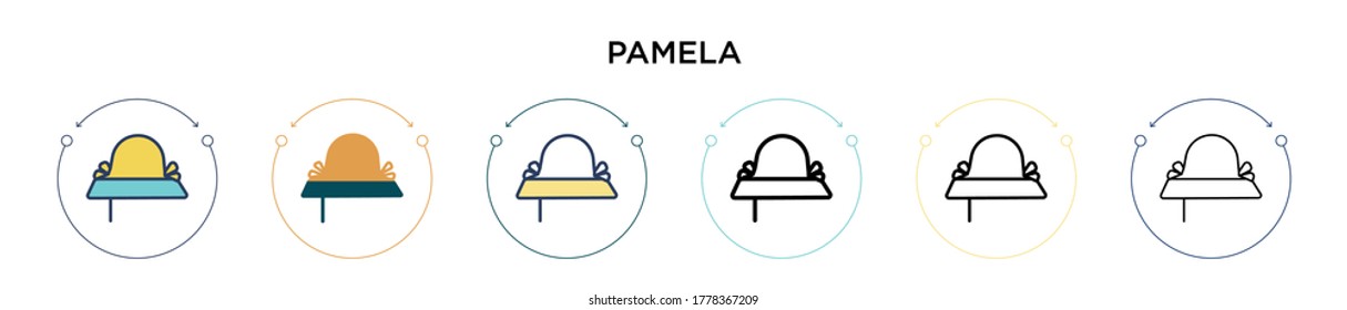 Pamela icon in filled, thin line, outline and stroke style. Vector illustration of two colored and black pamela vector icons designs can be used for mobile, ui, web
