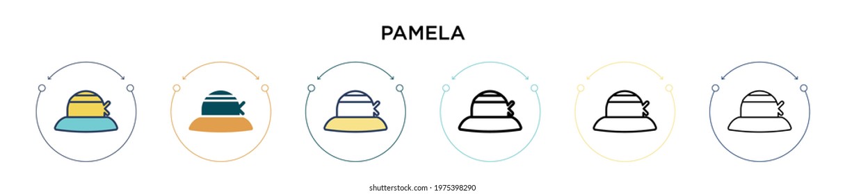 Pamela icon in filled, thin line, outline and stroke style. Vector illustration of two colored and black pamela vector icons designs can be used for mobile, ui, web