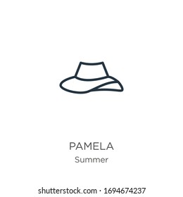 Pamela icon. Thin linear pamela outline icon isolated on white background from summer collection. Line vector sign, symbol for web and mobile